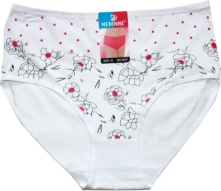 Dámské kalhotky do pasu potiskem 6877 bílé 