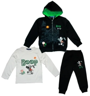 Akce dětské teplákové soupravy, komplet  3 kusy černá 13747  vel. 98,104,116