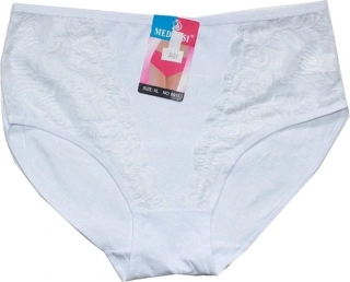 Dámské kalhotky do pasu s krajkou 6911 bílé