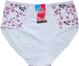 Dámské kalhotky do pasu květiny a krajka na boku 901 BÍ